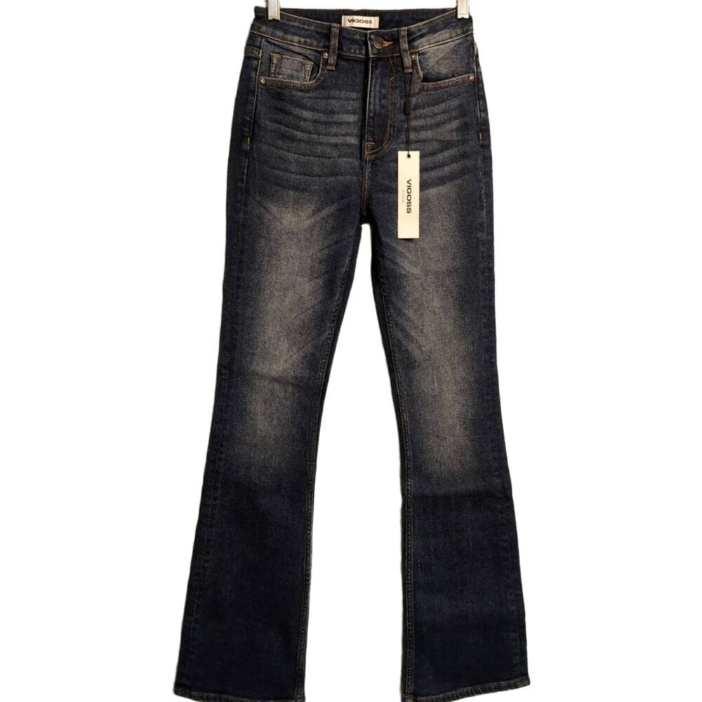 NWT VIGOSS Hendrix Denim Flare Leg Jeans Blue High-Waisted 24